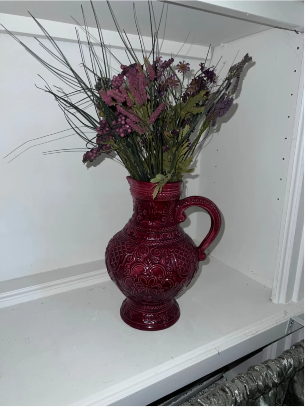 Gorgeous Deep Wine Red Ceramic Pitcher Vase One Size